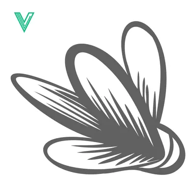 Stylized Illustration of a Flying Insect with Wings