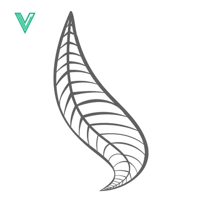 Elegant Hand-Drawn Leaf Illustration with Vein Detail
