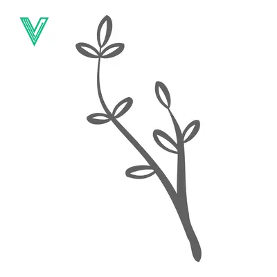 Minimalist botanical illustration of a delicate plant stem with leaves