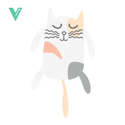 Cute Cartoon Cat Illustration with Closed Eyes and Whiskers
