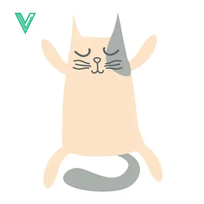 Cute cartoon cat doing yoga pose with eyes closed and arms outstretched