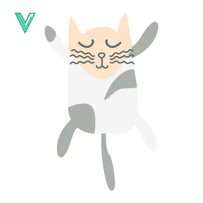 Aset desain premium: Cute Cartoon Cat Dancing Joyfully with Closed Eyes