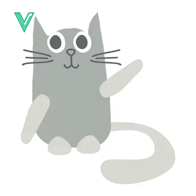 Cute cartoon gray cat waving hello with a friendly smile