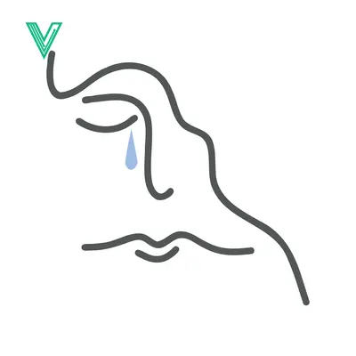Minimalist Line Art of a Crying Face with a Tear