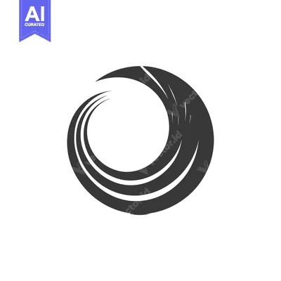 Abstract Black and White Circular Design with Curved Lines