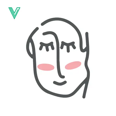 Minimalist Line Art Face with Closed Eyes and Pink Cheeks