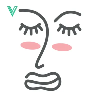 Minimalist Abstract Face Drawing with Pink Cheeks and Closed Eyes