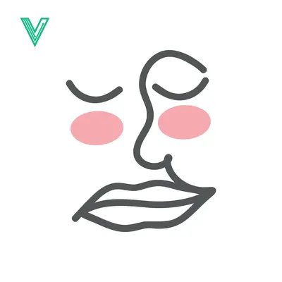 Minimalist Line Art Face with Pink Cheeks