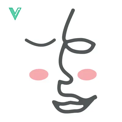 Minimalist Line Art Face with Pink Cheeks