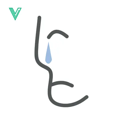 Minimalist illustration of a crying face with a tear drop