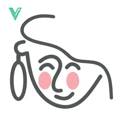 Minimalist Line Art of a Smiling Face with Pink Cheeks