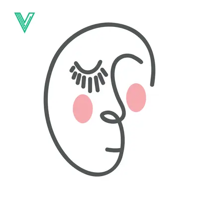 Minimalist Abstract Face Line Art with Pink Cheeks