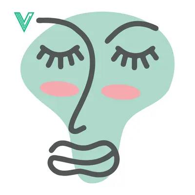 Abstract Face Illustration with Closed Eyes and Pink Cheeks