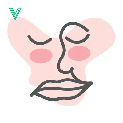 Abstract Minimalist Face Line Art with Pink Blush and Soft Shapes