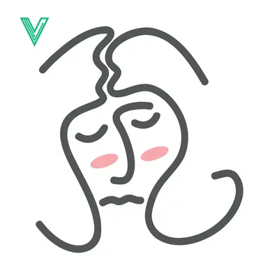 Minimalist Abstract Face Line Art with Blush Cheeks