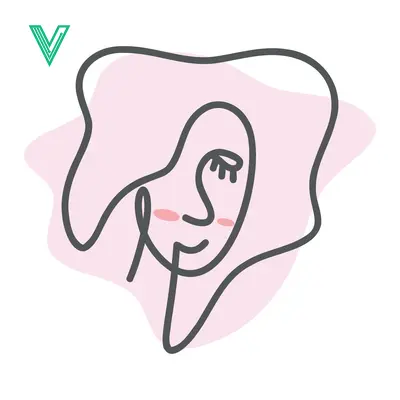 Aset premium populer: Minimalist Line Art Portrait of a Woman with Pink Abstract Shape
