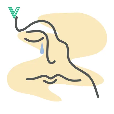 Minimalist Line Art of a Crying Face with a Tear Drop