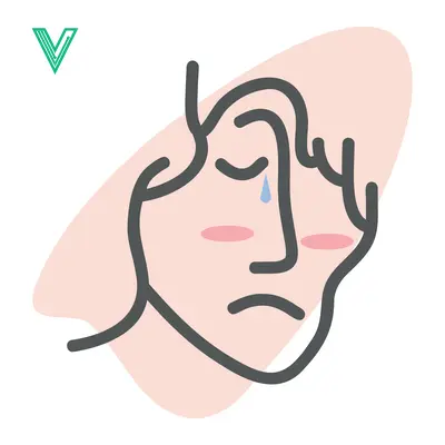 Sad Face Illustration with Tear and Blush