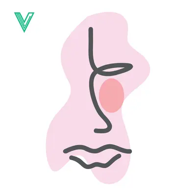 Abstract Minimalist Face Line Art with Pink Shapes