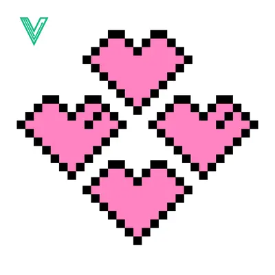 Pixel Art Pink Hearts Arrangement