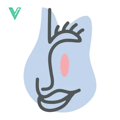 Abstract Face Line Art Minimalist Blue Pastel
