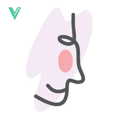 Minimalist abstract face line art with pink blush spot