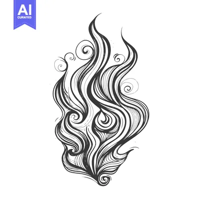 Abstract Black and White Curvy Line Drawing