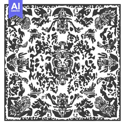 Aset desain premium: Abstract Black and White Design with Multiple Symmetrical Figures