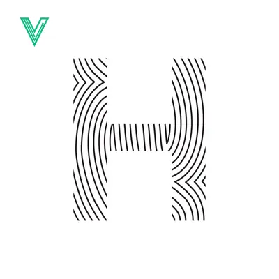 Abstract Letter H Design with Concentric Lines