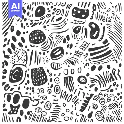Abstract Black and White Doodle Pattern