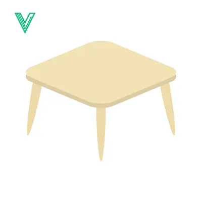 Simple Light Brown Square Coffee Table with Four Legs