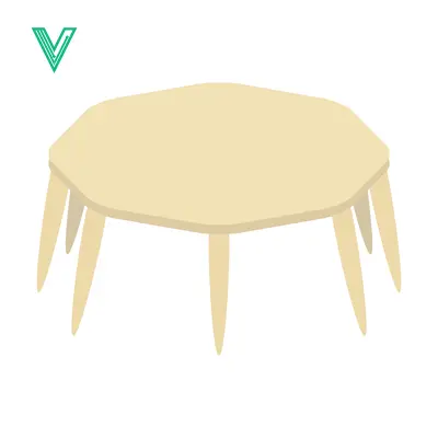 Aset desain premium: A light wood octagonal coffee table with angled legs