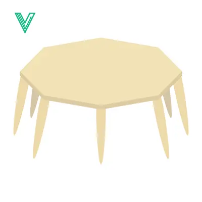 Aset desain premium: Simple Hexagonal Wooden Table with Tapered Legs