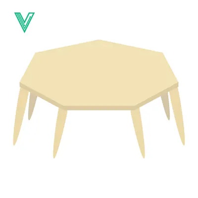 Aset premium populer: Simple Wooden Octagonal Table with Six Legs