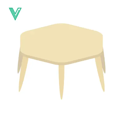 Simple Hexagonal Table with Three Legs