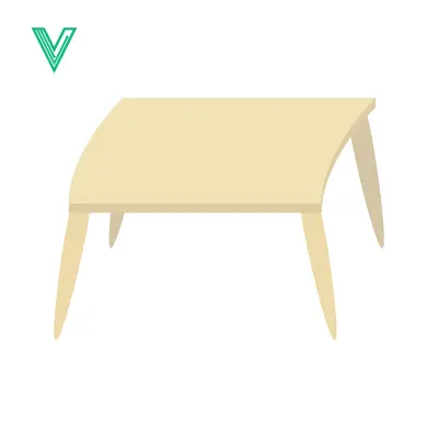 Minimalist Wooden Table with Curved Top and Tapered Legs