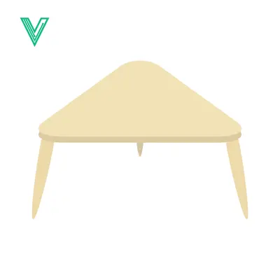 Minimalist triangular wooden table with three legs