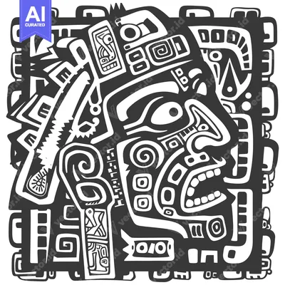 Aset premium populer: Abstract Black and White Geometric Pattern with a Human Face
