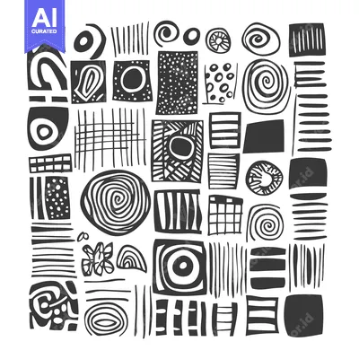 Popular premium asset: Abstract Black and White Geometric Pattern with Circles, Squares, and