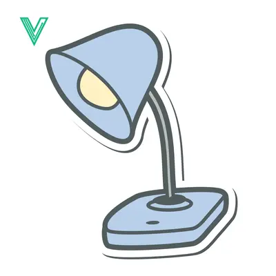 Aset premium populer: A simple illustration of a desk lamp with a light bulb on