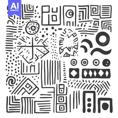 Popular premium asset: Abstract Black and White Geometric Pattern with Hand-Drawn Shapes