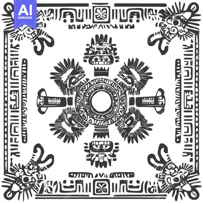 Popular premium asset: Abstract Black and White Geometric Pattern with Stylized Figures