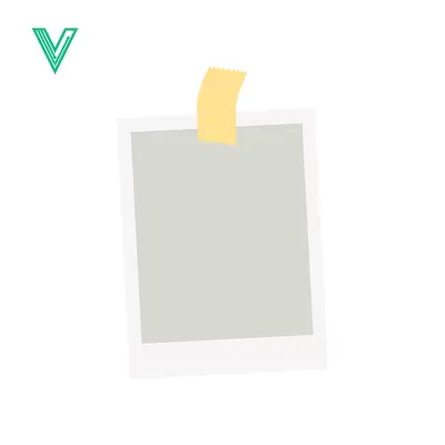 A blank polaroid photo taped to a white background