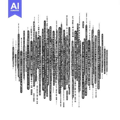 Aset premium populer: Abstract Black and White Graphic of Vertical Lines Composed of Geometr