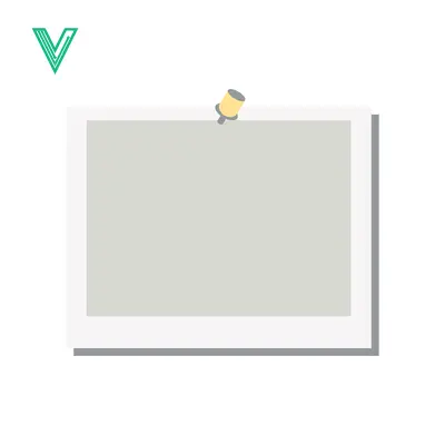 Blank Photo Frame Pinned with a Thumbtack on White Background