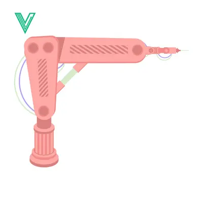 Robotic Arm with Drill Bit in a Futuristic Pink Design