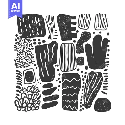 Abstract Black and White Hand-Drawn Pattern with Geometric and Organic