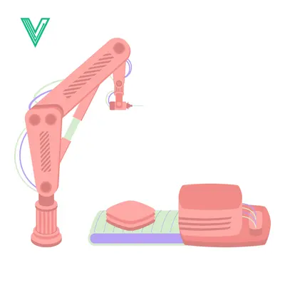 Robotic Arm with Industrial Components on White Background