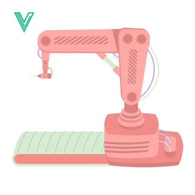 Aset desain premium: Automated Robotic Arm on a Conveyor Belt in a Factory Setting