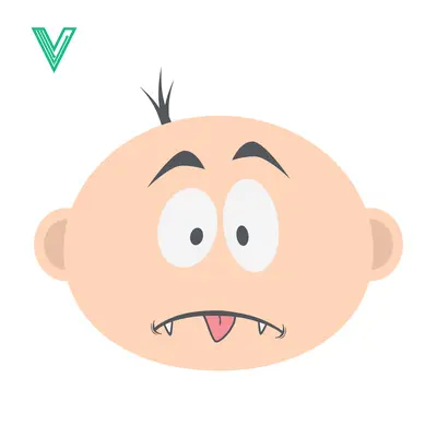 Cartoon Baby Face with Surprised Expression and Tongue Out